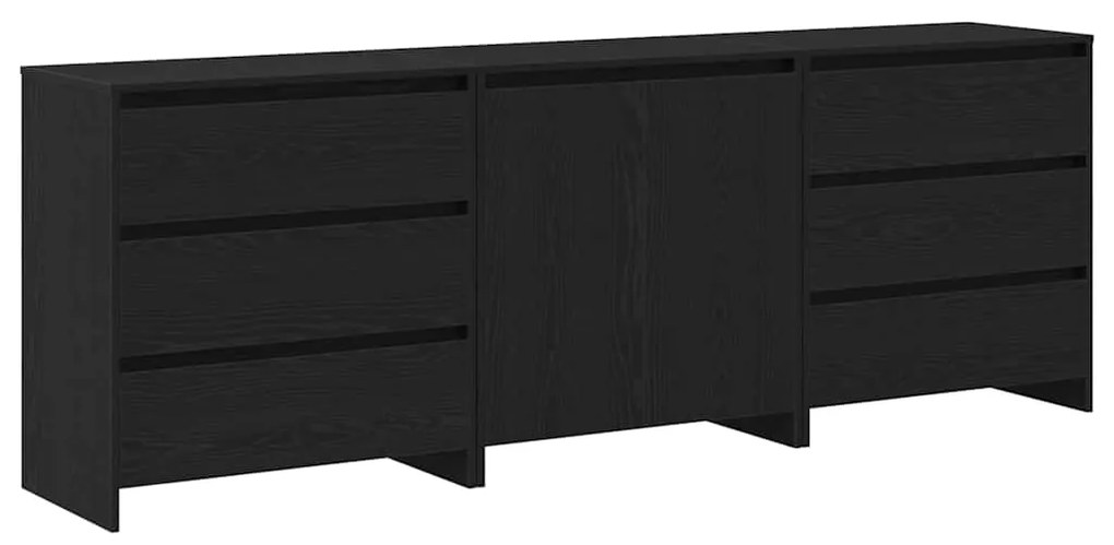 vidaXL Πλαϊνό γραφείο 3 pcs Μαύρο 70 x 41 x 75 εκ. Επεξεργασμένο ξύλο