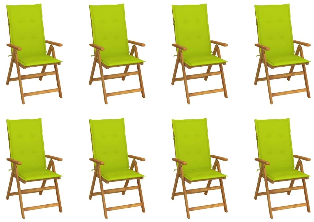 vidaXL Καρέκλες Κήπου Πτυσσόμ. 8 τεμ. Μασίφ Ξύλο Ακακίας με Μαξιλάρια
