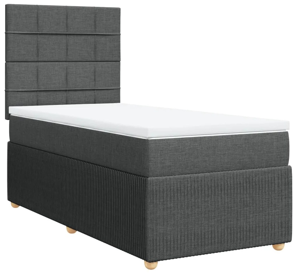 ΚΡΕΒΑΤΙ BOXSPRING ΜΕ ΣΤΡΩΜΑ ΣΚΟΥΡΟ ΓΚΡΙ 90X200 ΕΚ. ΥΦΑΣΜΑΤΙΝΟ 3294240