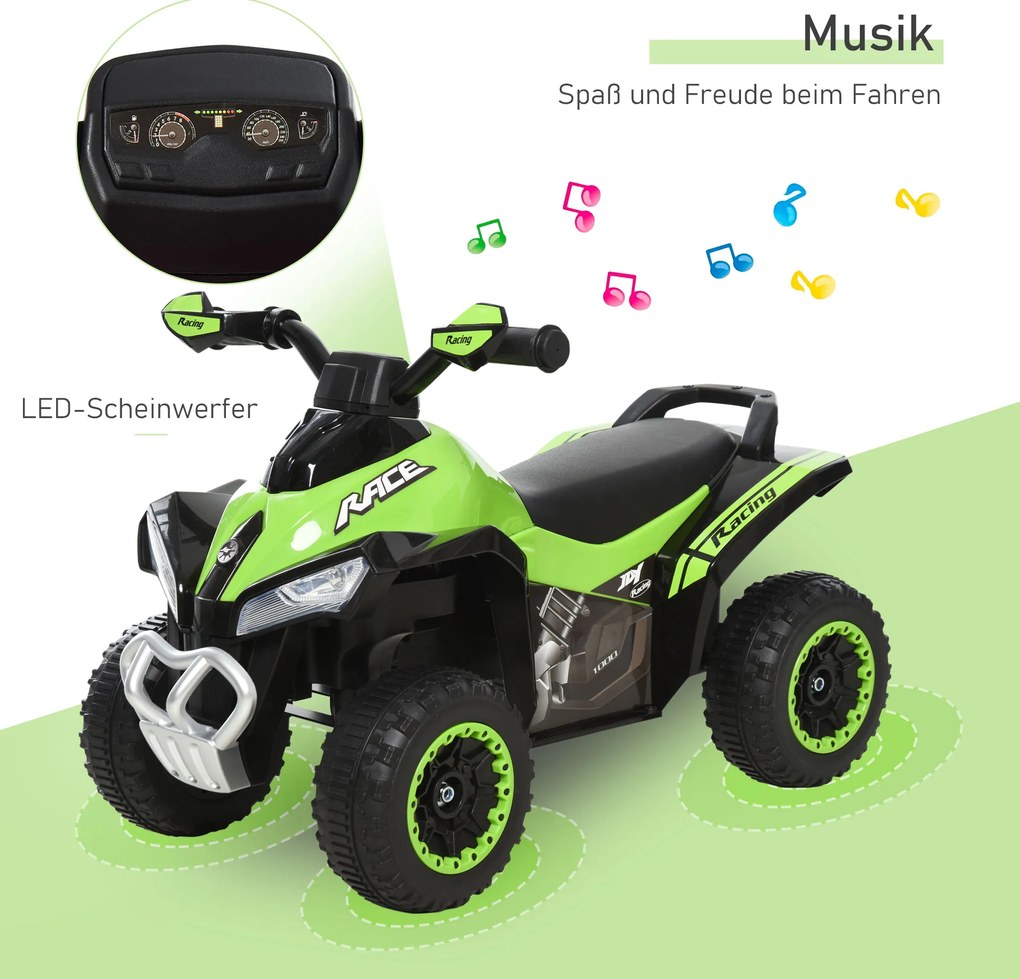 HOMCOM Αυτοκίνητο-πατίνι, όχημα-πατίνι για παιδιά 18-36 μηνών Πράσινο