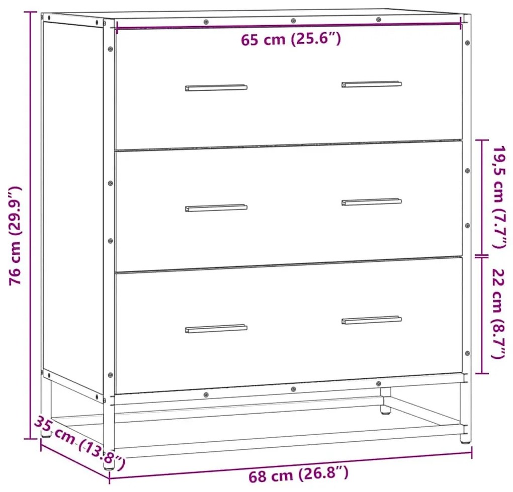 Sideboard καφέ δρυς 68x35x76 cm Κατασκευασμένο ξύλο και μέταλλο - Καφέ