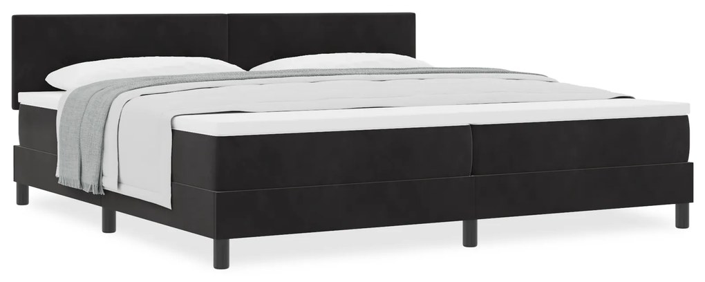 vidaXL Κρεβάτι Box Spring με Στρώμα Μαύρο 200x200 εκ Βελούδο