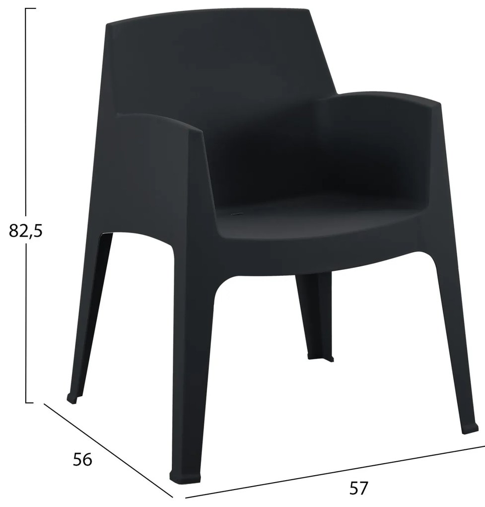 Σετ κήπου SLEEK C21267.02 Πολυπροπυλένιου Μαύρο με Τραπεζάκι και 2 Πολυθρόνες 57x56x82.5 εκ.