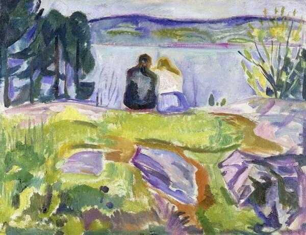 Munch, Edvard - Εκτύπωση έργου τέχνης Springtime (Lovers by the shore), (40 x 30 cm)