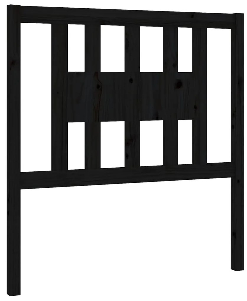 vidaXL Κεφαλάρι Μαύρο 81 x 4 x 100 εκ. από Μασίφ Ξύλο Πεύκου