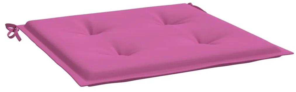 Μαξιλάρια Καρέκλας Κήπου 2 τεμ. Ροζ 50x50x3 εκ. Υφασμάτινα - Ροζ