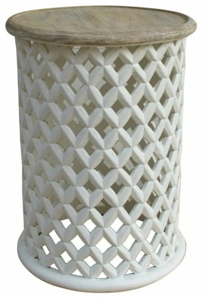 Βοηθητικό Τραπέζι DKD Home Decor Λευκό Φυσικό Ξύλο από Μάνγκο 45 x 45 x 62 cm