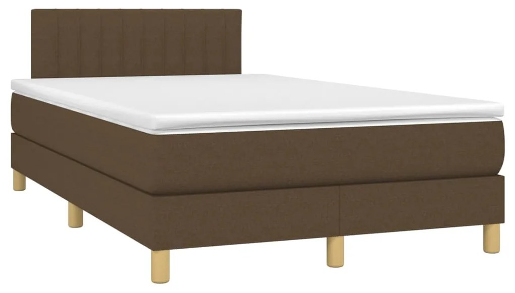 vidaXL Κρεβάτι Boxspring με Στρώμα & LED Σκ.Καφέ 120x200 εκ Υφασμάτινο