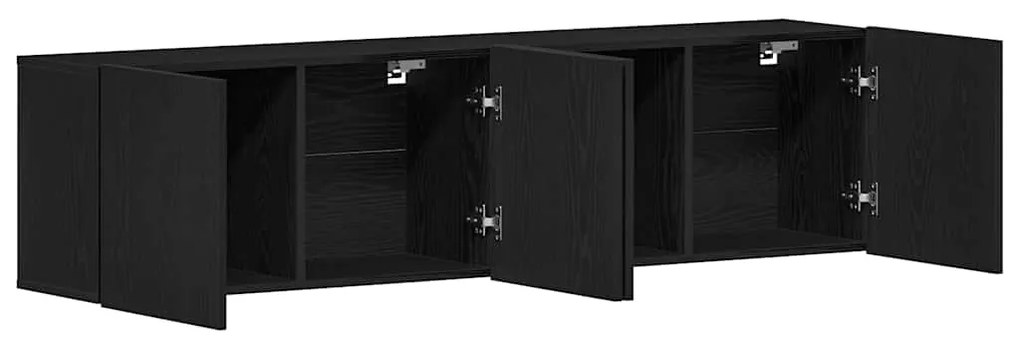 vidaXL Ντουλάπια Τηλεόρασης 2 τεμ. Μαύρο Δρυς 160x30x41 εκ. από Τεχνητό Ξύλο