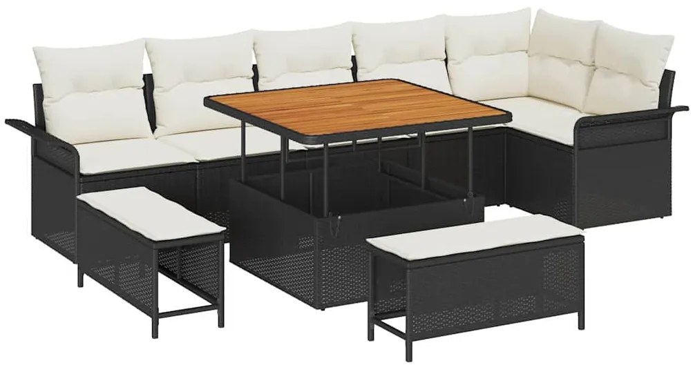 vidaXL Σετ Καναπέ Κήπου 9 pcs Μαύρο συνθετικό ρατάν