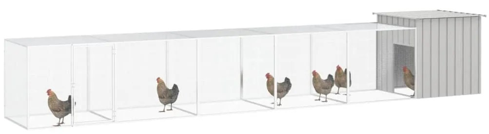 vidaXL Κοτέτσι - Κλουβί Γκρι 600x91x100 εκ. από Γαλβανισμένο Χάλυβα