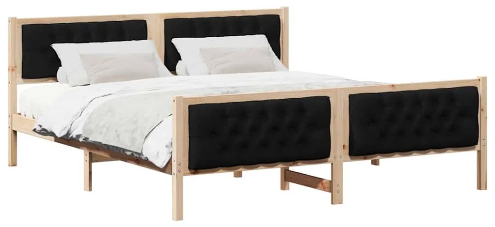 vidaXL Σκελετός Κρεβατιού Μαύρο 160 x 200 cm Στερεά ξυλεία πεύκου