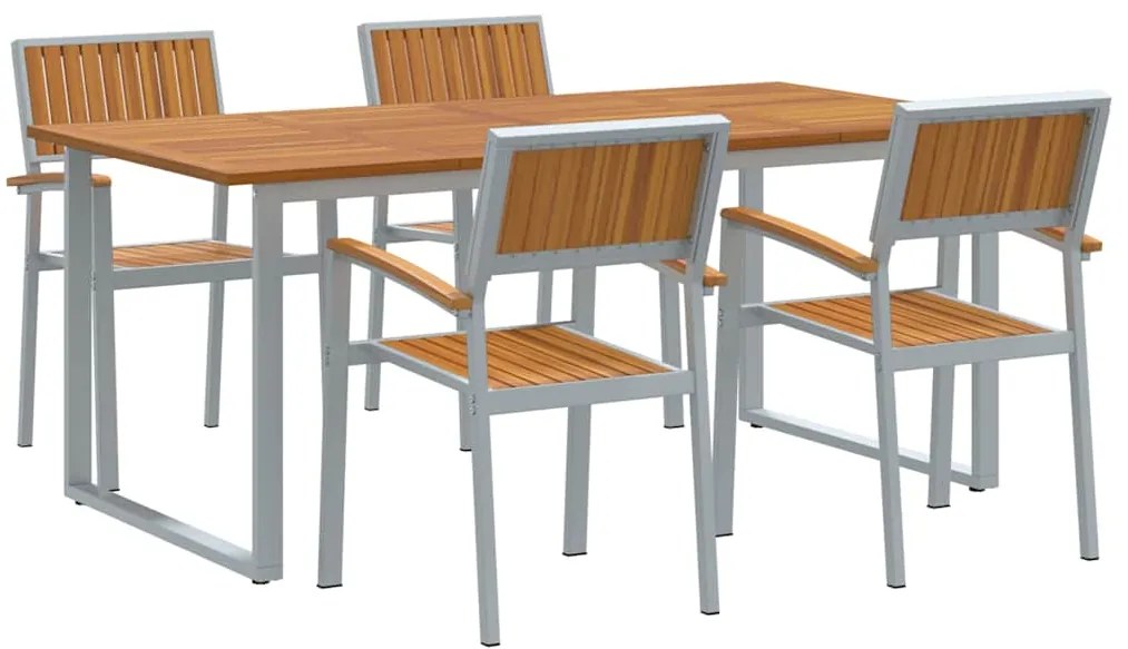 vidaXL Σέτ φαγητού για κήπο 5 pcs Γκρι και καφέ 180 x 90 x 75 cm