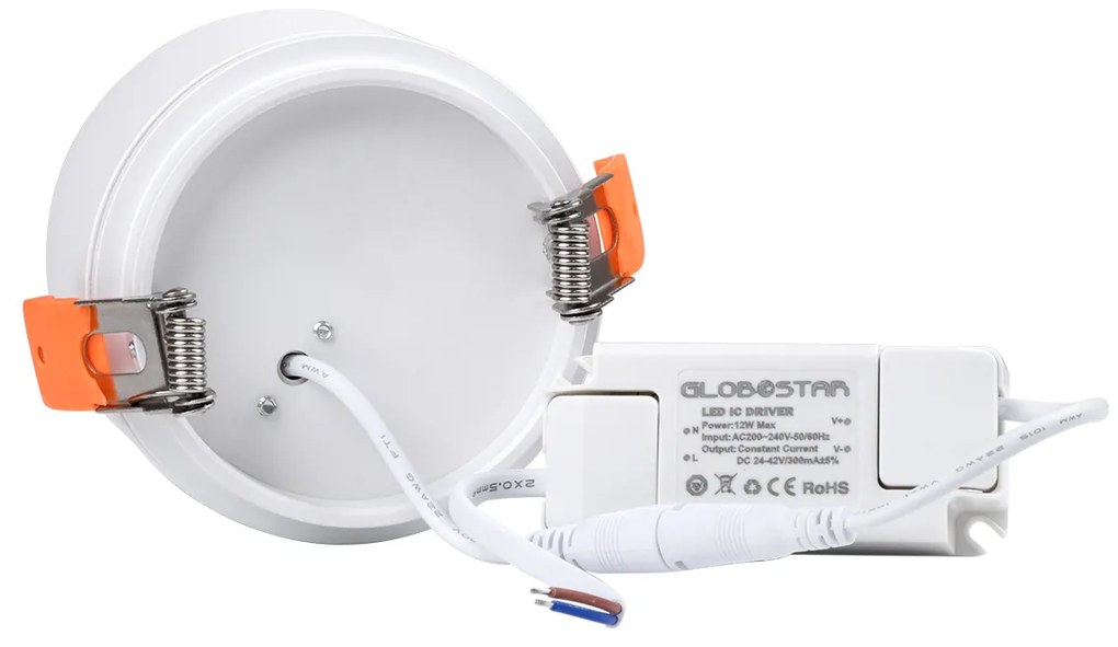 GloboStar® OMEGA-R 60295 Χωνευτό LED Spot Downlight TrimLess Φ10cm 12W 1500lm 36° AC 220-240V IP20 Φ10 x Υ8.2cm - Στρόγγυλο - Λευκό - Θερμό Λευκό 2700K - Bridgelux COB - 5 Years Warranty