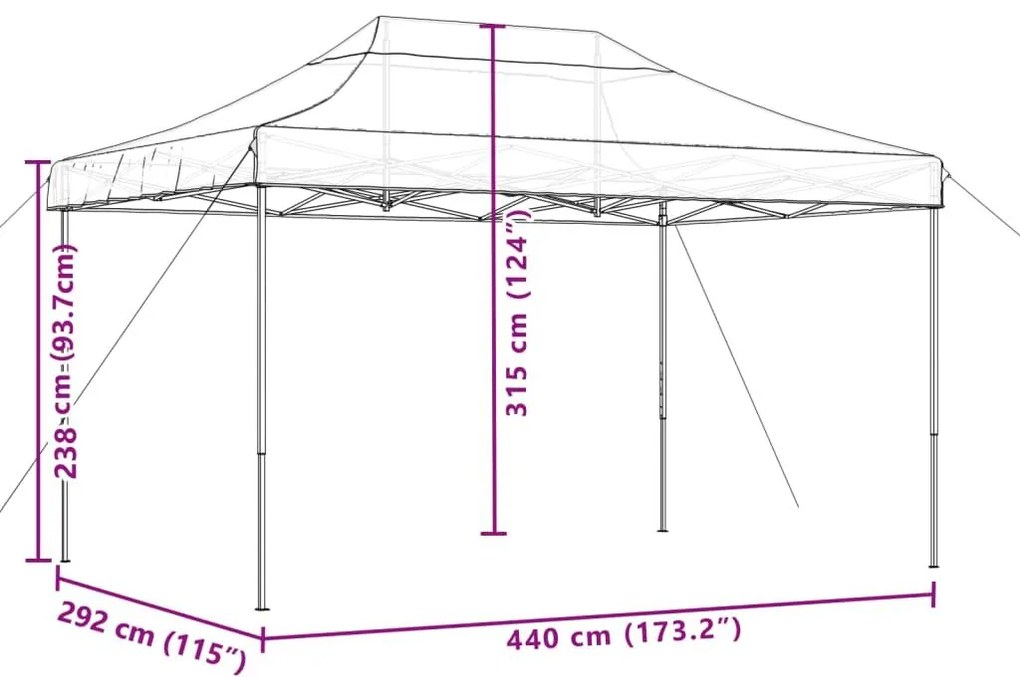 Τέντα Εκδηλώσεων Πτυσσόμενη Pop-Up Μπορντό 440x292x315 εκ. - Κόκκινο