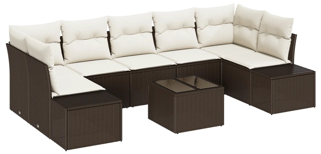 vidaXL Σετ Καναπέ Κήπου 8 pcs Καφέ Πολυ ράταν