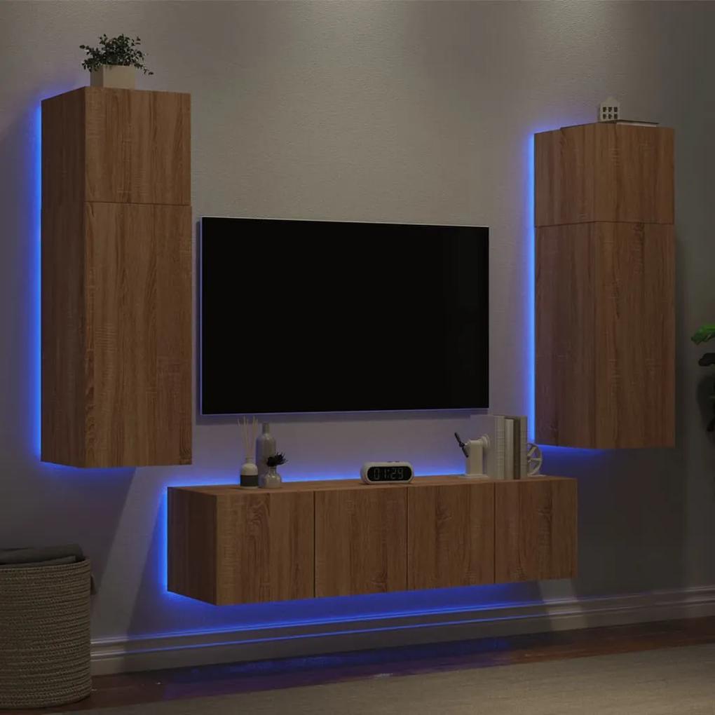 vidaXL Έπιπλα Τοίχου Τηλεόρασης 6 τεμ. LED Sonoma Δρυς από Επεξ. Ξύλο