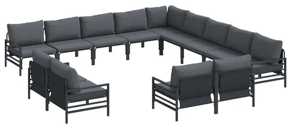 vidaXL Σετ Καναπέ Κήπου Ανθρακί Ατσάλι