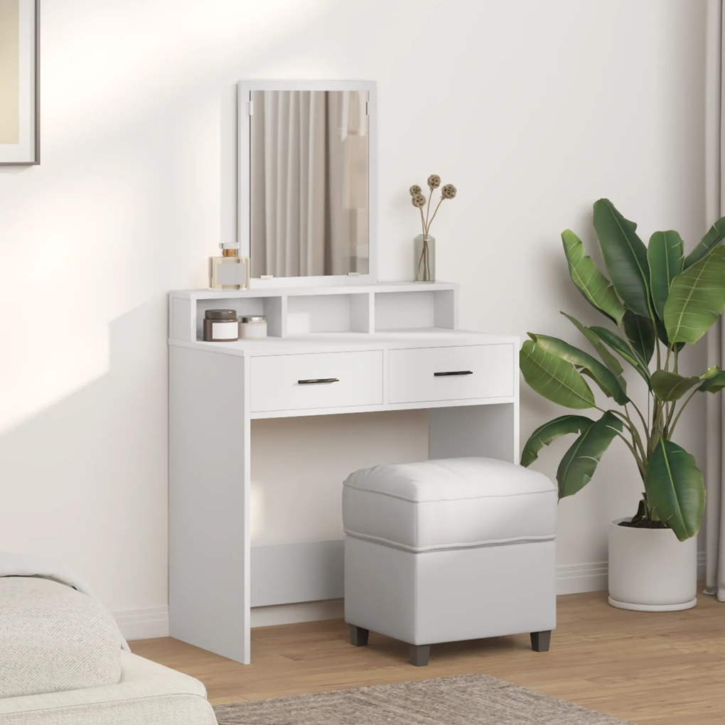 vidaXL Τουαλέτα με Συρτάρια Λευκή 79x41x140 εκ