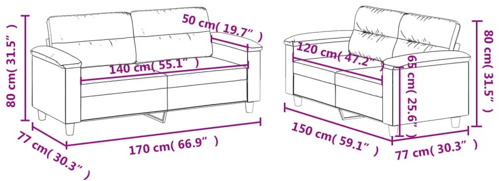 vidaXL Πολυθρόνες Σετ 2 Τεμαχίων Γκρι Συνθετικό Δέρμα με Μαξιλάρια