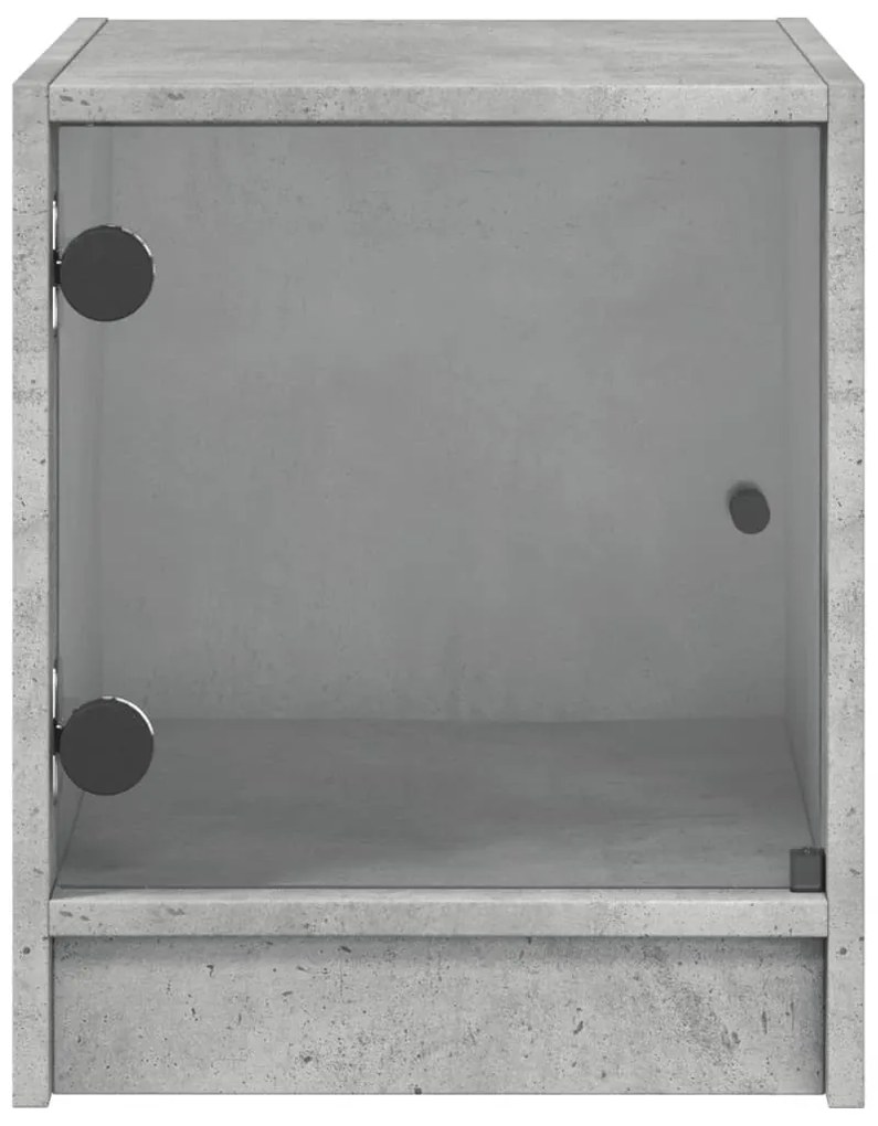 vidaXL Κομοδίνα 2 τεμ. Γκρι Σκυρ. 35x37x42 εκ. με Γυάλινες Πόρτες