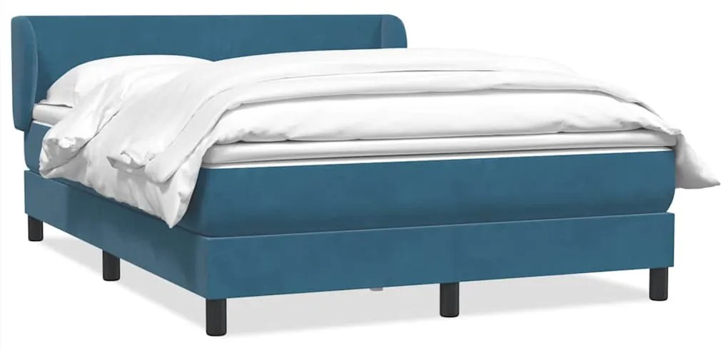 vidaXL Κρεβάτι Boxspring με Στρώμα Σκούρο Μπλε 160x210 εκ. Βελούδινο