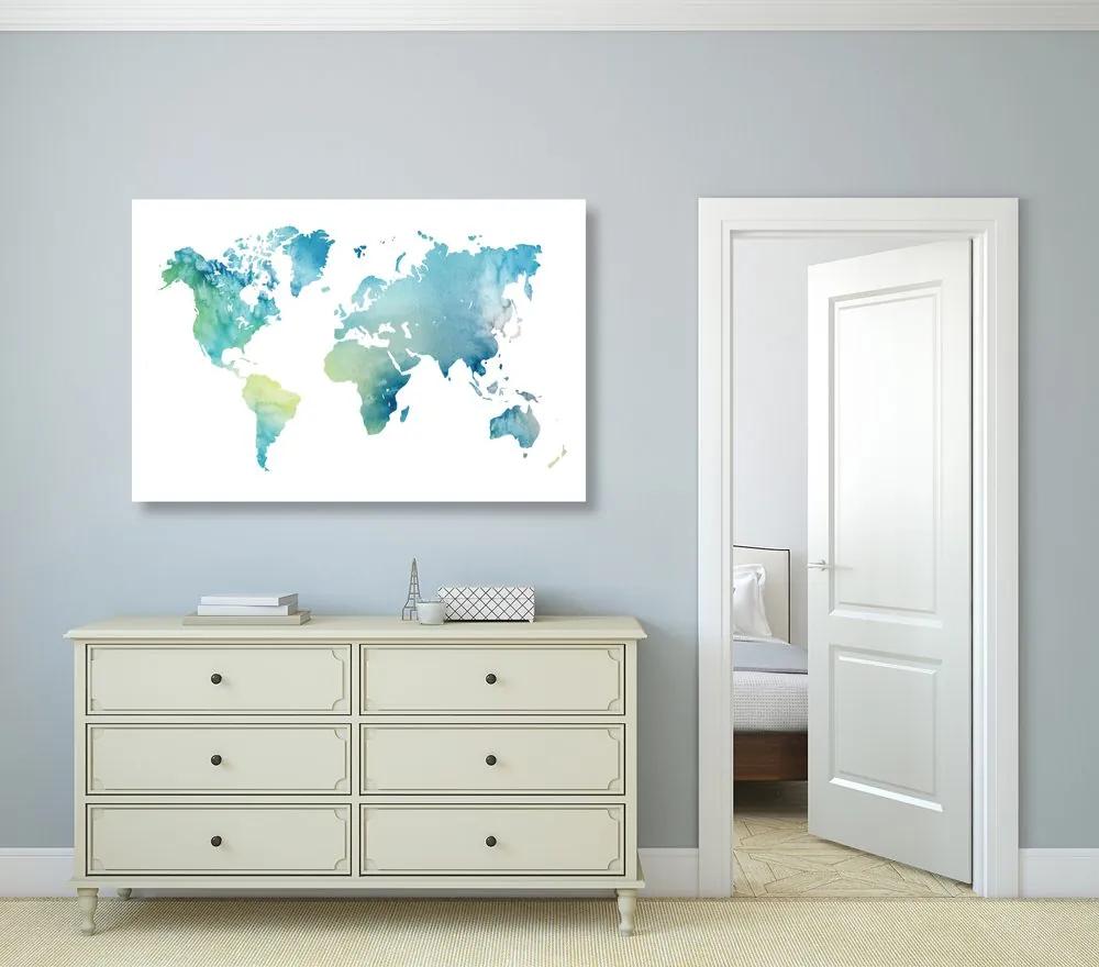 Εικόνα στον παγκόσμιο χάρτη φελλού σε σχέδιο ακουαρέλας - 120x80  flags