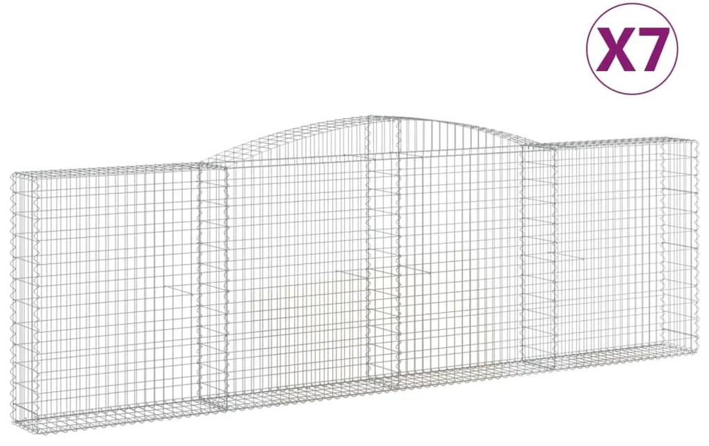 vidaXL Συρματοκιβώτια Τοξωτά 7 τεμ. 400x30x120/140 εκ. Γαλβαν. Ατσάλι