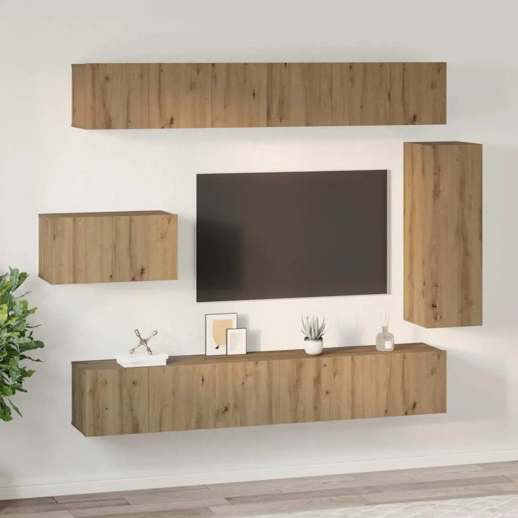 vidaXL Σετ επίπλου τηλεόρασης 8 pcs Artisan Oak Επεξεργασμένο ξύλο