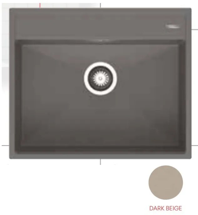 Pyramis Ithaka 1B Ένθετος Νεροχύτης από Συνθετικό Γρανίτη 61x51cm Dark Beige