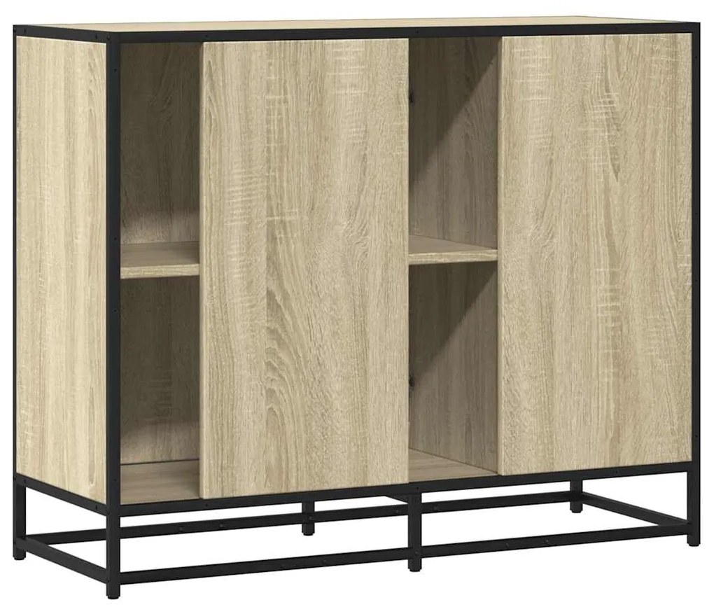 Sideboard Sonoma Oak 92x35x76 cm Κατασκευασμένο ξύλο - Καφέ