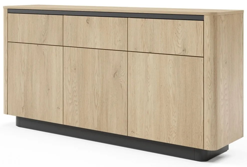 Μπουφές Με Συρτάρια Torro 163x38x82cm Natural Cremona-Anthracite Μελαμίνη,Mdf