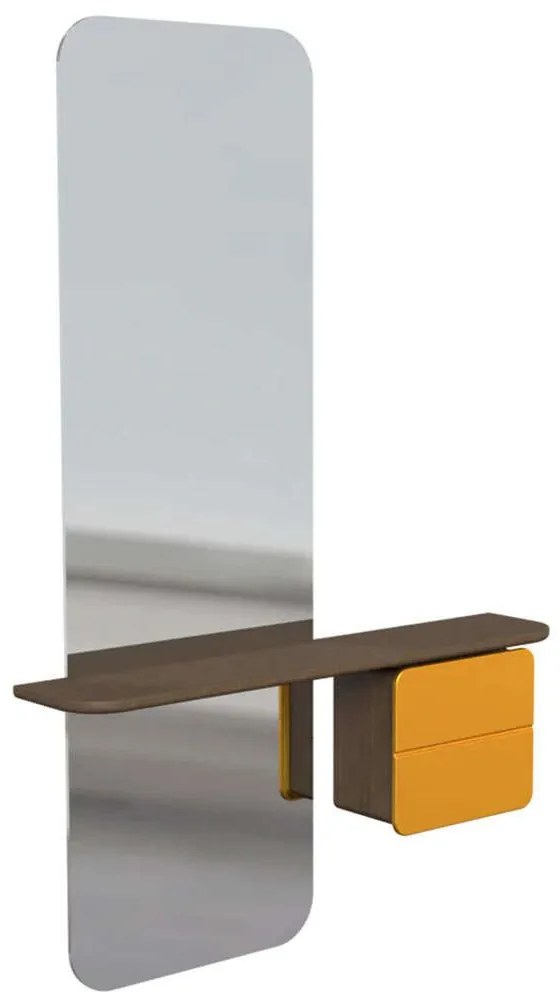Καθρέπτης Τοίχου One More Look 5820C5620-6 78x15x118cm Dark Oak-Yellow Umage Steel,Wood