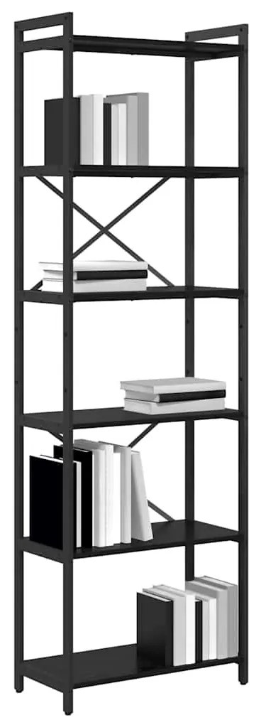vidaXL Ράφι Βιβλίων Μαύρη Οξυά 40 x 30 x 85 εκ Επεξεργασμένο ξύλο