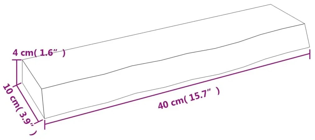 Ράφι Τοίχου 40 x 10 x 4 εκ. από Ακατέργαστο Μασίφ Ξύλο Δρυός - Καφέ