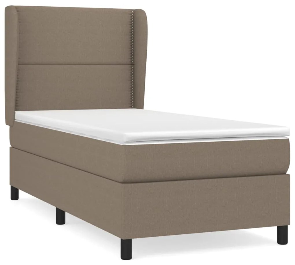 Κρεβάτι Boxspring με Στρώμα Taupe 90x200 εκ. Υφασμάτινο - Μπεζ-Γκρι