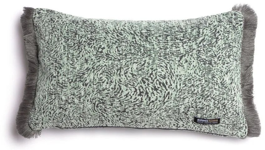 Μαξιλαροθήκη Διακοσμητική Parnassos Trimming Mint-Grey Aslanis Home 30X50 Βαμβάκι-Chenille