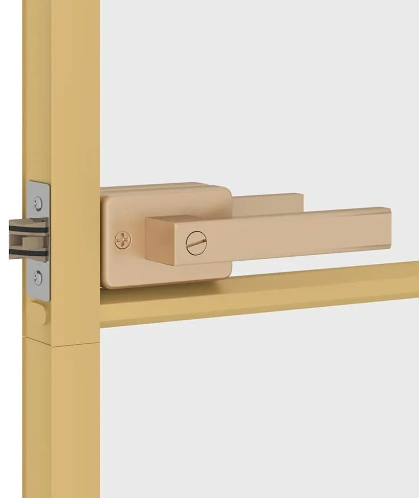 vidaXL Εσωτερική Πόρτα Χρυσή 76 x 201,5 εκ. Ψημένο Γυαλί &amp; Αλουμίνιο