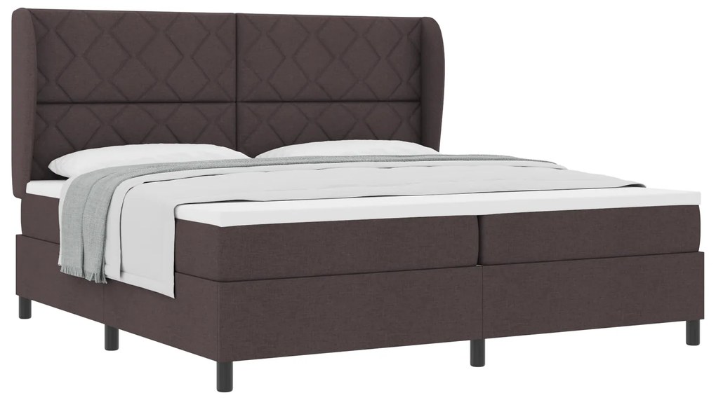 vidaXL Κρεβάτι Box Spring με Στρώμα σε Σκούρο Καφέ, 200x200 εκ. Υφάσματος