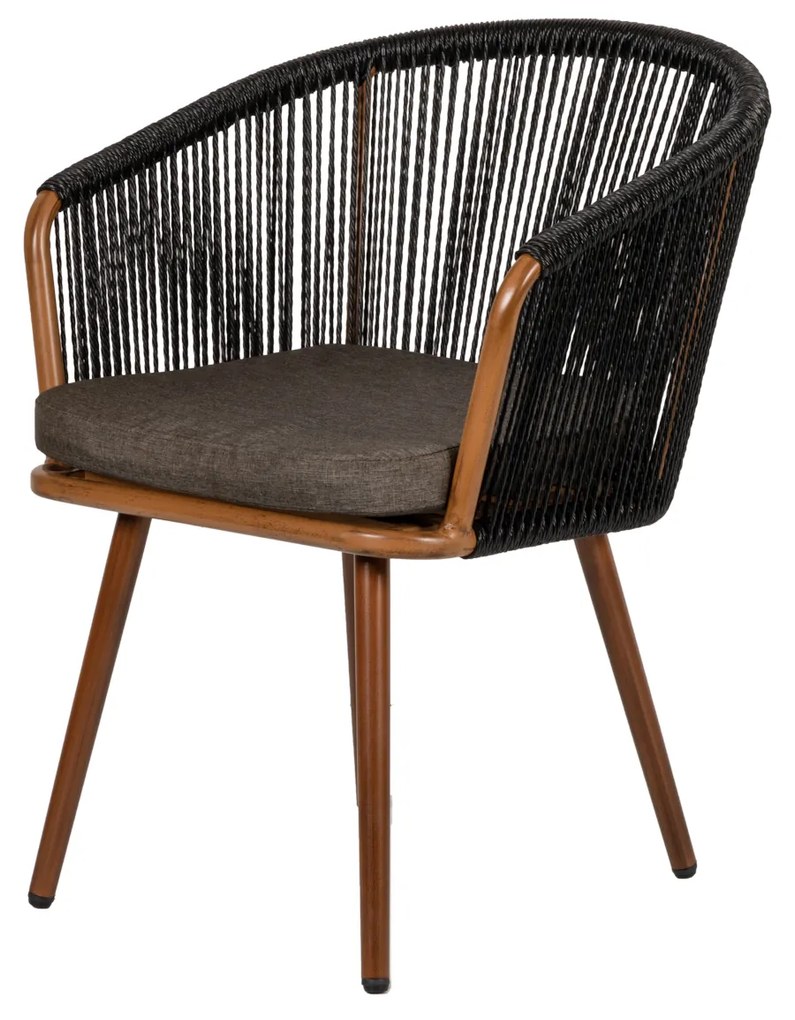 Πολυθρόνα Κήπου LOFOI Μαύρο/Καφέ Αλουμίνιο/Rattan 60x62x81cm - 14840010 - 14840010