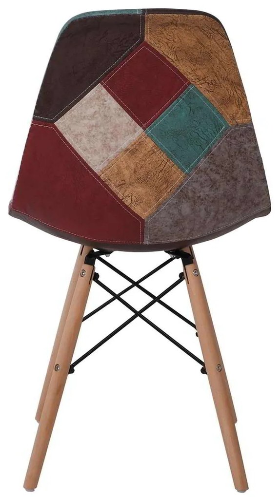 Καρέκλα Wood ART Ύφασμα Patchwork Patchwork Καφέ 47x52x84cm (Σετ 4 ΤΕΜ)