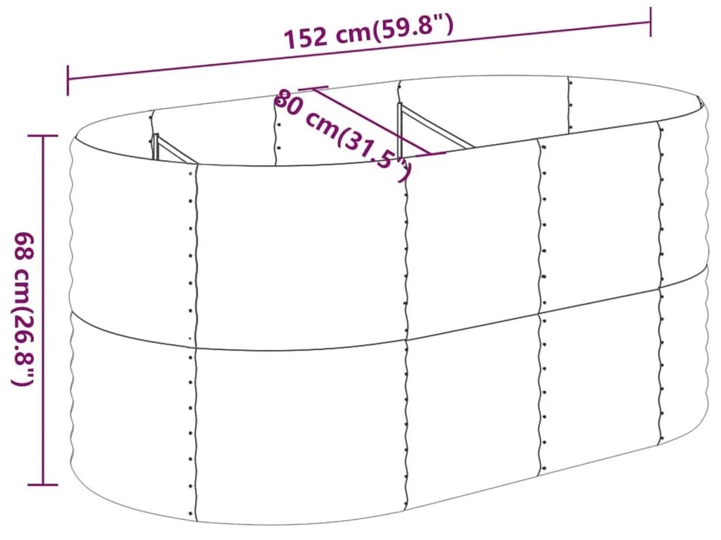 Ζαρντινιέρα Πράσινη 152x80x68 εκ Ατσάλι με Ηλεκτρ. Βαφή Πούδρας - Πράσινο