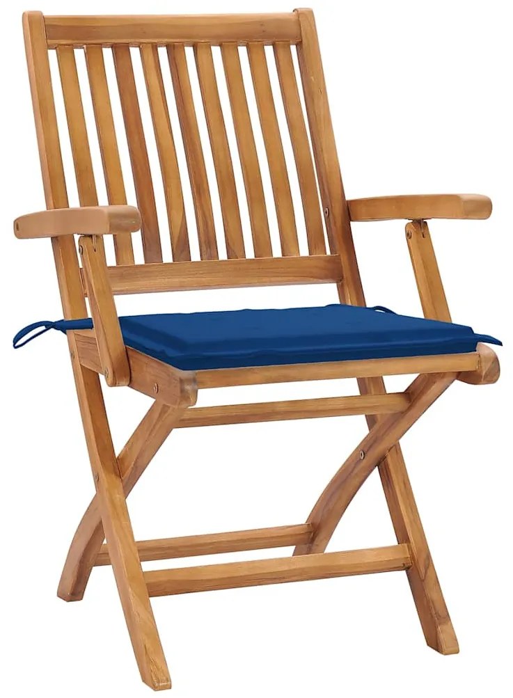 vidaXL Καρέκλες Κήπου Πτυσσόμενες 4 τεμ. Μασίφ Ξύλο Teak με Μαξιλάρια