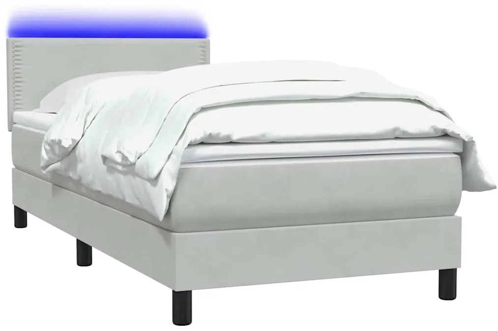 BOX SPRING ΚΡΕΒΑΤΙ ΜΕ ΣΤΡΩΜΑ ΑΝΟΙΧΤΟ ΓΚΡΙ 80X220 CM ΒΕΛΟΥΔΙΝΟ 3316809