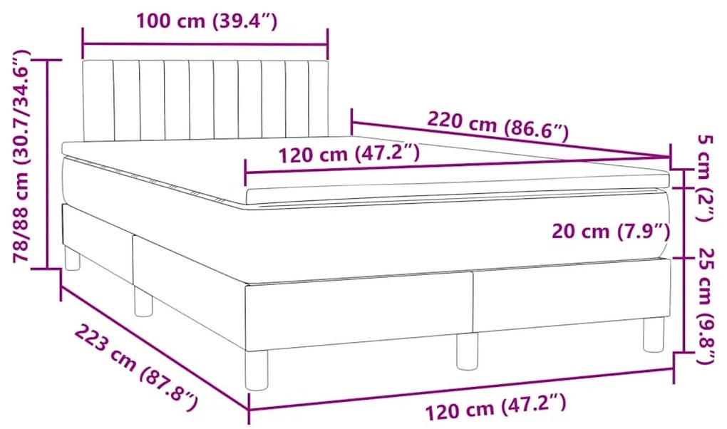 Box Spring κρεβάτι με στρώμα σκούρο πράσινο 120x220cm Βελούδινο - Πράσινο