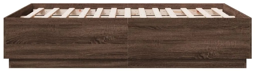 vidaXL Πλαίσιο Κρεβατιού Καφέ Δρυς 135x190 εκ. Επεξεργασμένο Ξύλο