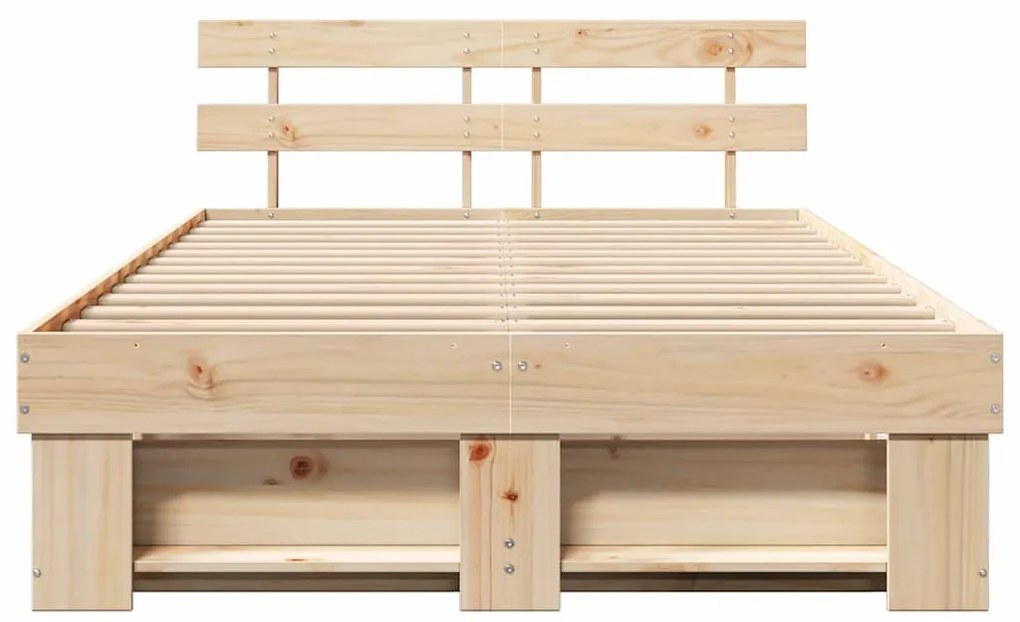 vidaXL Σκελετός Κρεβατιού Καφέ 140 x 190 cm Μασίφ ξύλο πεύκου