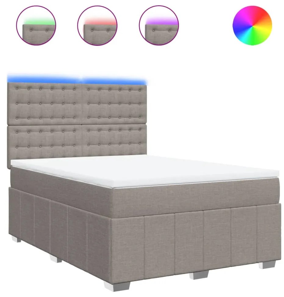 vidaXL Κρεβάτι Boxspring με Στρώμα Taupe 160x200 εκ. Υφασμάτινο