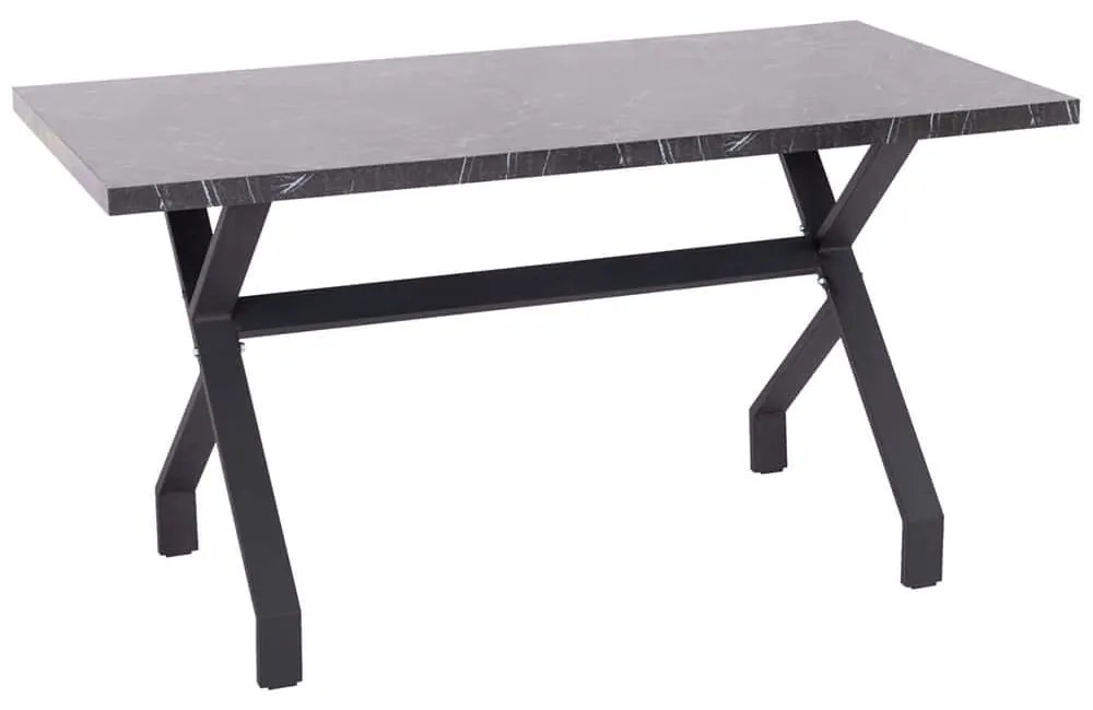 Τραπέζι Lana HM18221.02 140x70x72,5cm Marble Effect Black Melamine, Metal