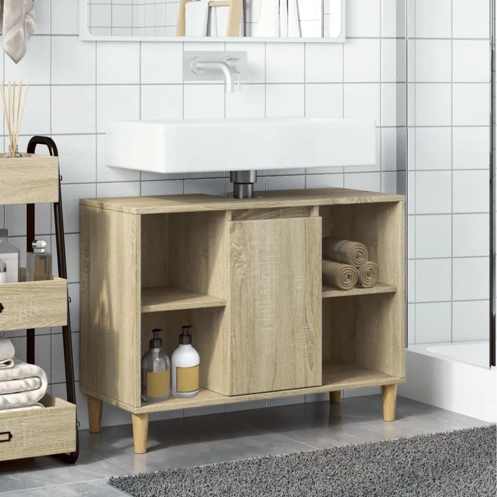vidaXL Ντουλάπι Μπάνιου Sonoma Δρυς 80 x 33 x 60 εκ. από Επεξεργ. Ξύλο